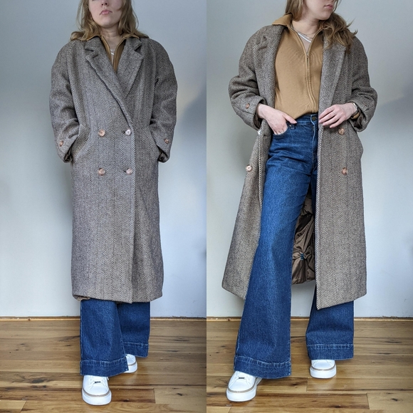 Vintage Herringbone Wool Overcoat - Picture 9 of 11